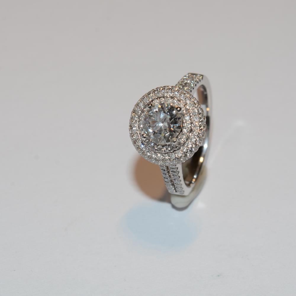 Double Halo Diamond Engagement Ring