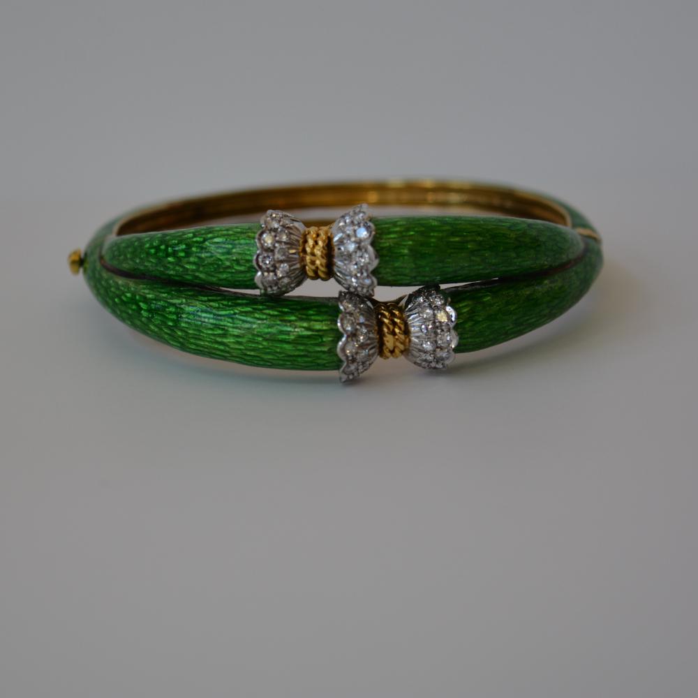 Enamel 18K Yellow Bangle