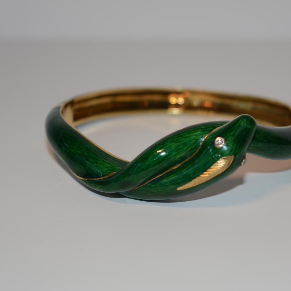 Enamel Snake Gold Bangle