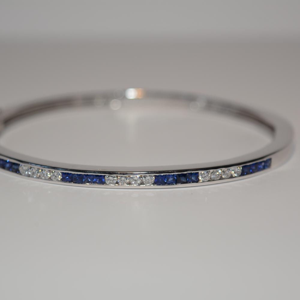 Gold Sapphire Diamond Bangle