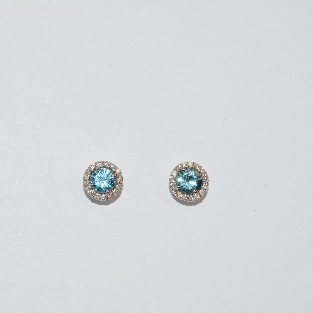 Blue Zircon Diamond Earrings