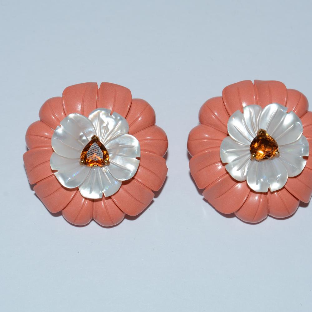 Citrine Mother Of Pearl Errings
