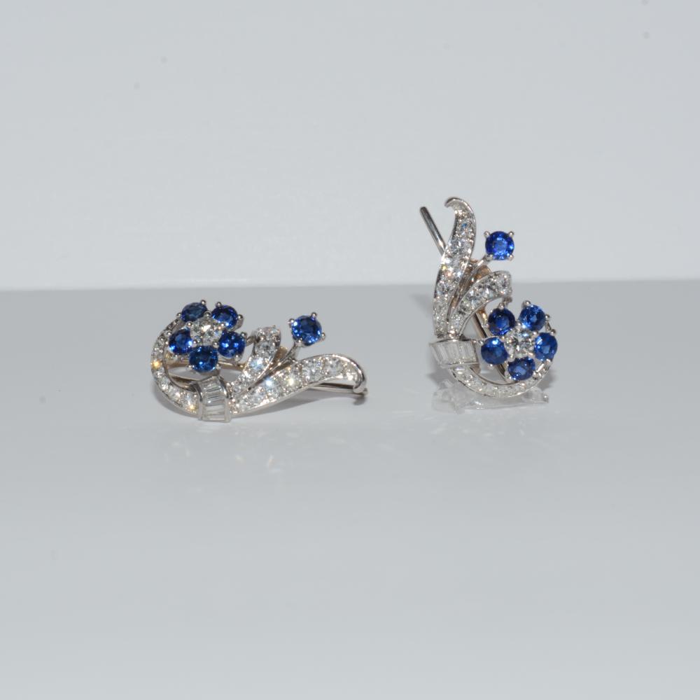 Diamond And Sapphire Earrings