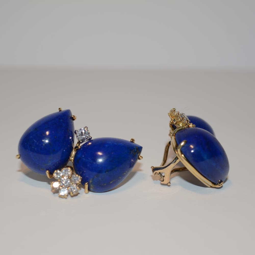Lapis And Diamond Earrings