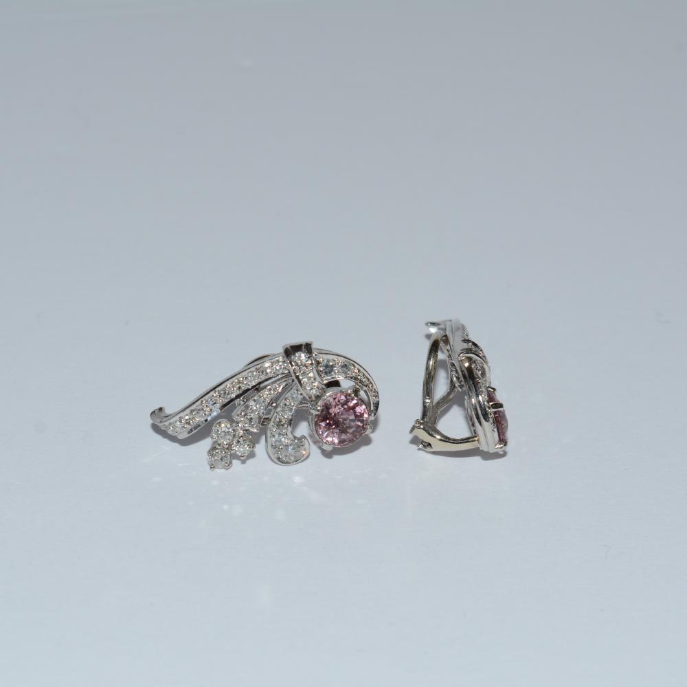 Pink Sapphire Diamond Earrings