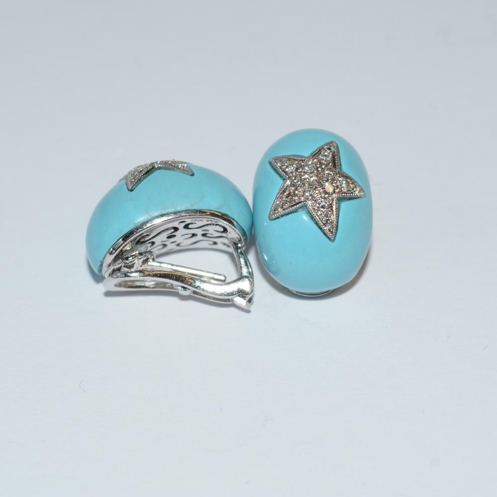 Turquoise Diamond Star Earrings