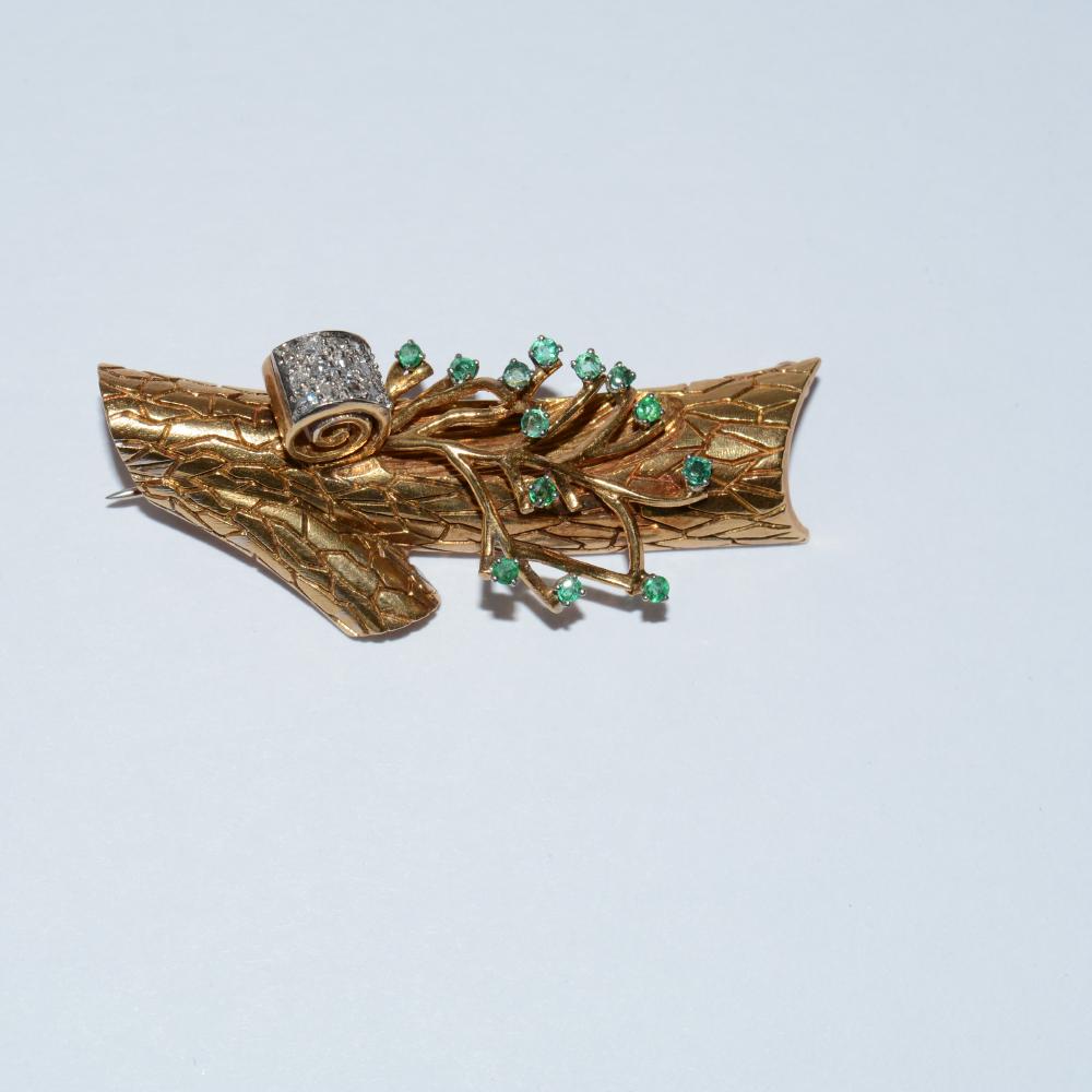 Emerald Diamond Pin