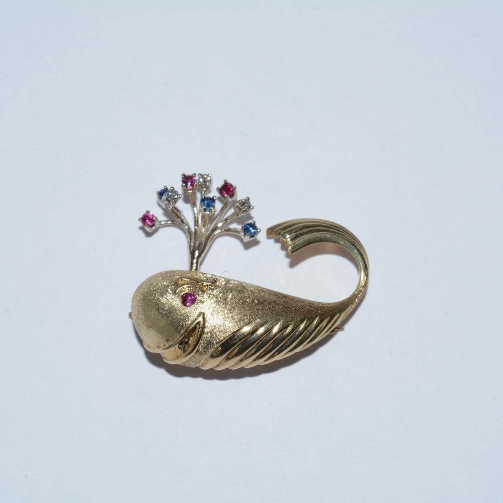 Whale Multicolor Stone Pin