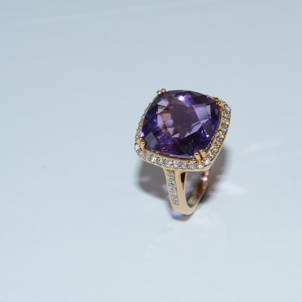 Amethyst Diamond Ring