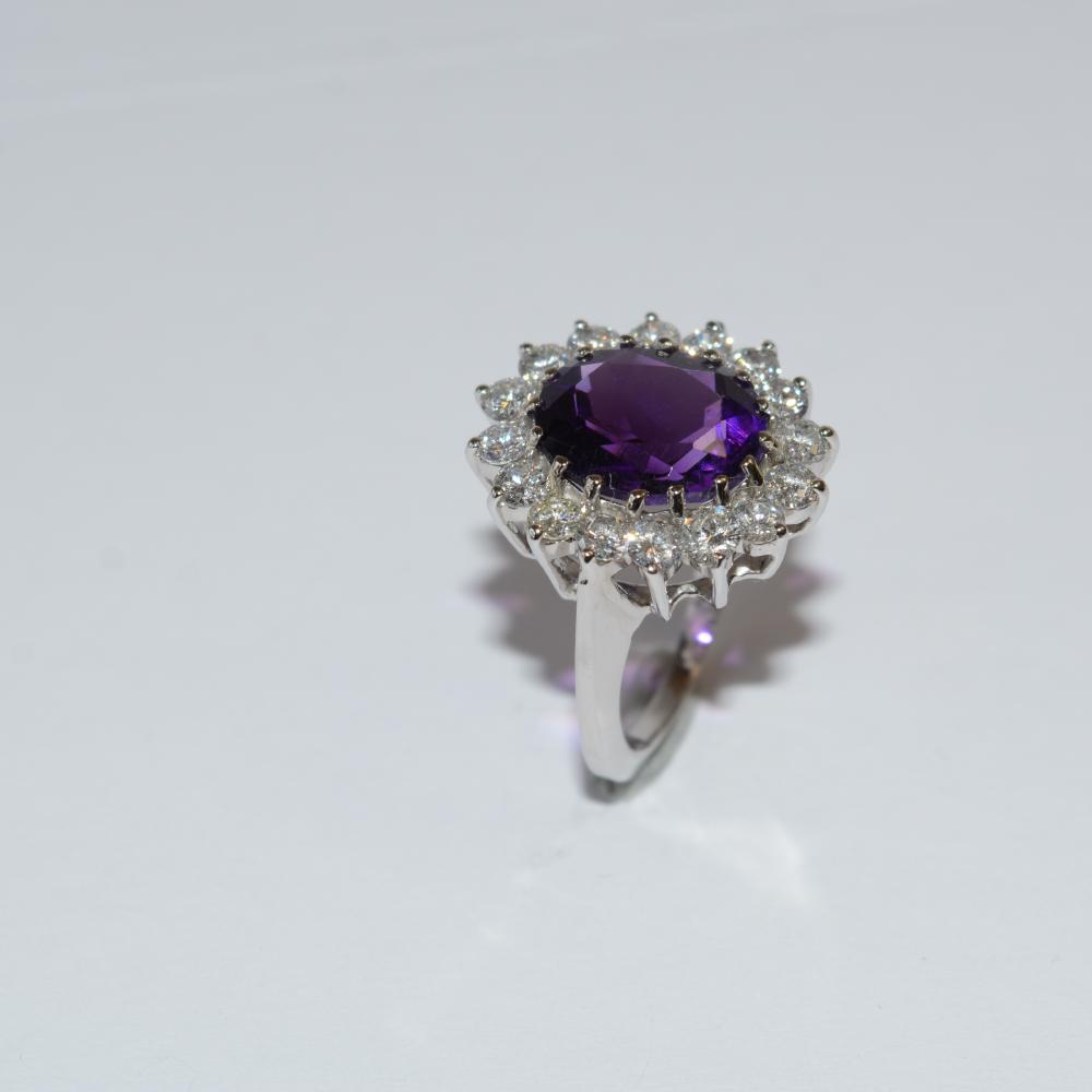 Amethyst Diamond Ring