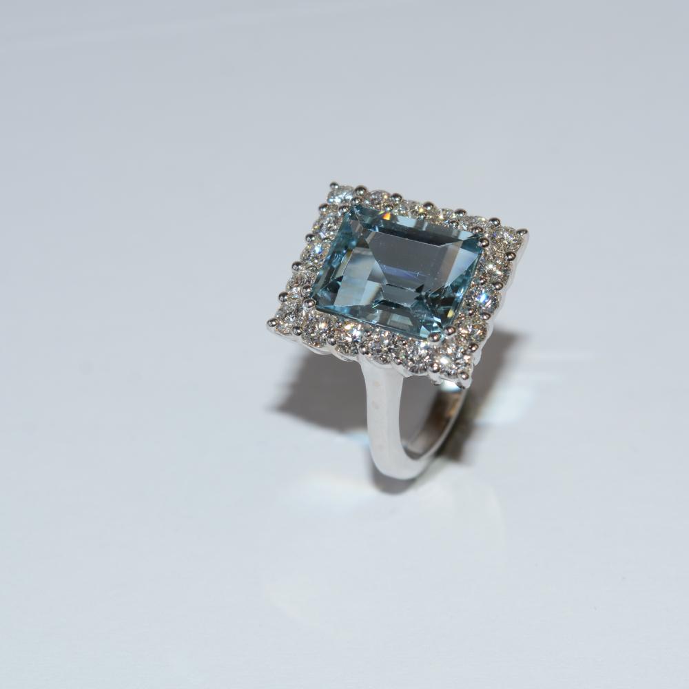 Aquamarine Diamond Ring