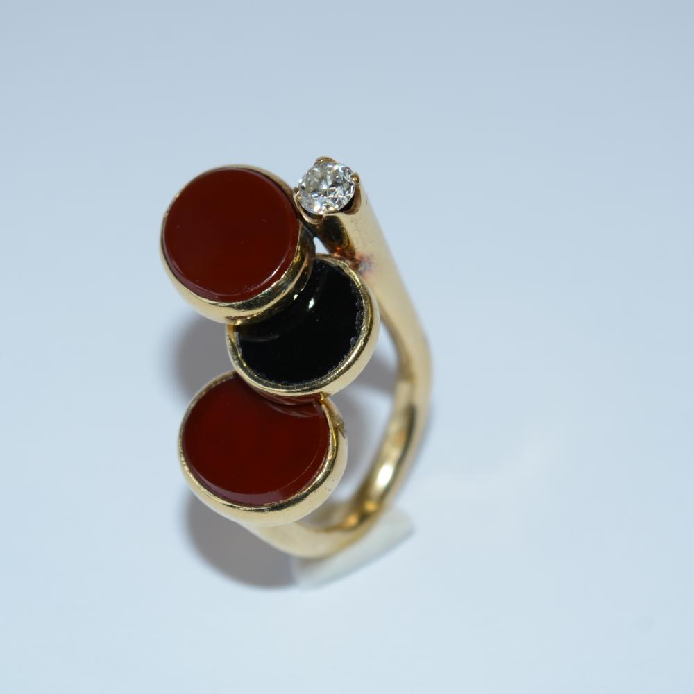 Carnelian Onyx Diamond Ring