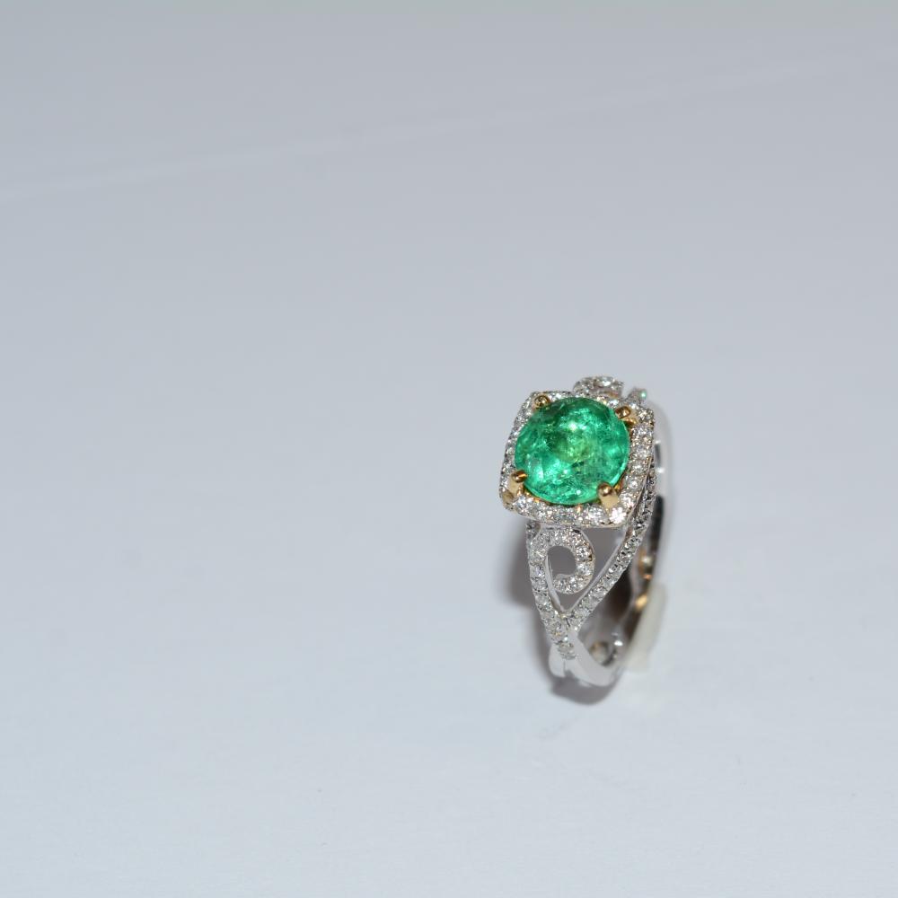 Emerald Two Tone Diamond Ring