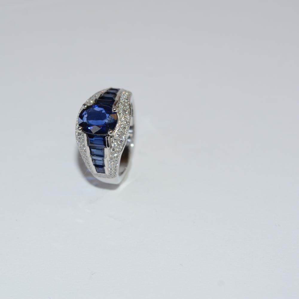 Oval Baguette Sapphire Diamond Ring