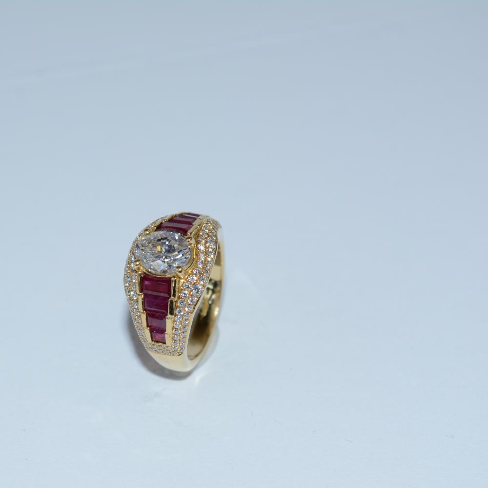 Oval Diamond Ruby Ring