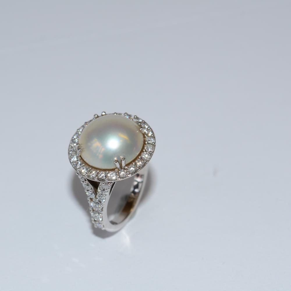 Pearl Diamond Ring