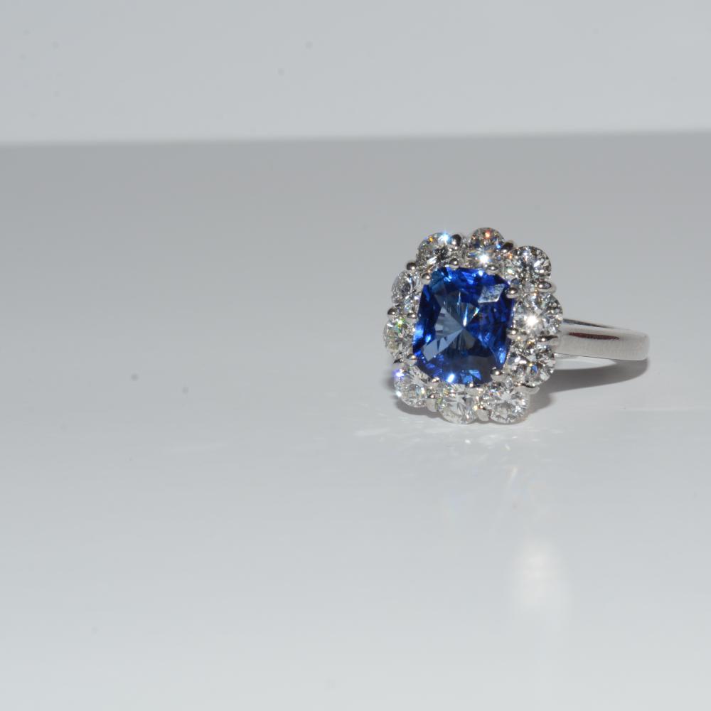 Platinum Sapphire Diamond Ring