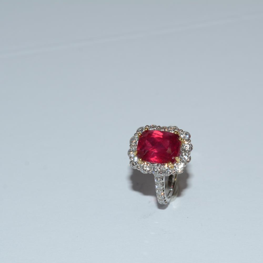 Ruby Diamond Halo Ring