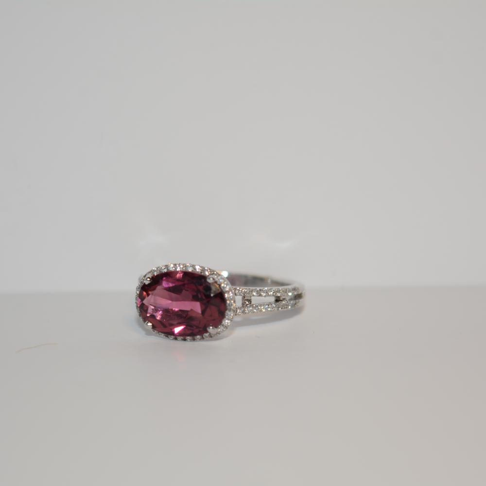 White Gold Tourmaline Diamond Ring